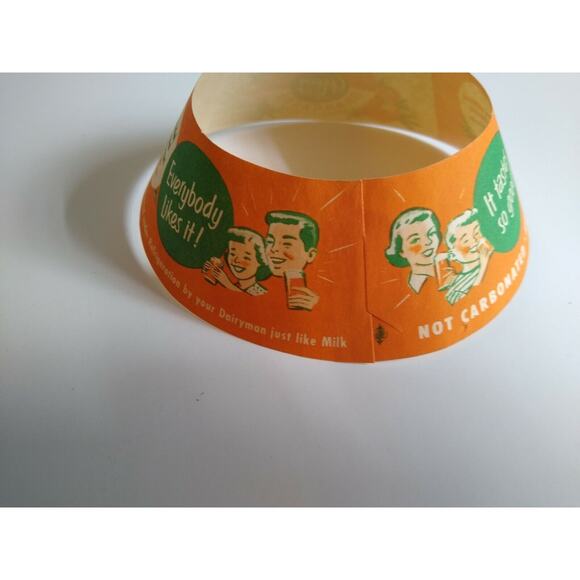 Orangade Fruit Drink Bottle Collar Green Spot Oranges Graphics Vintage NOS 1940s - Picture 2 of 5